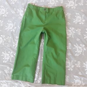 Green Lands End Pants Cropped Capri 12 Wide Leg